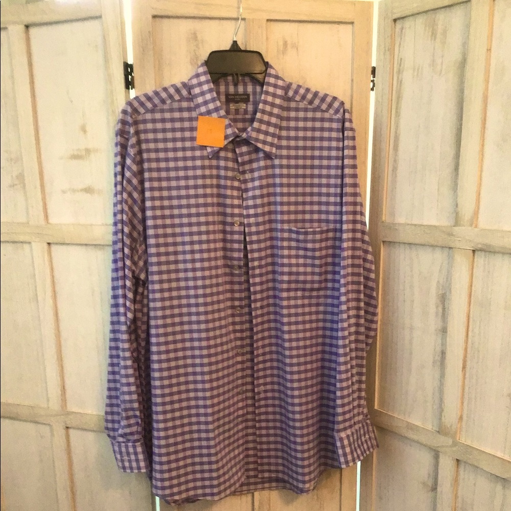 Van Heusen purple check shirt size 16 1/2 34-35